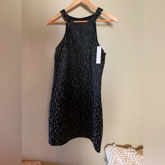 NWT Trina Turk Gray & Black Leopard Applice Dress - Picture 1 of 10